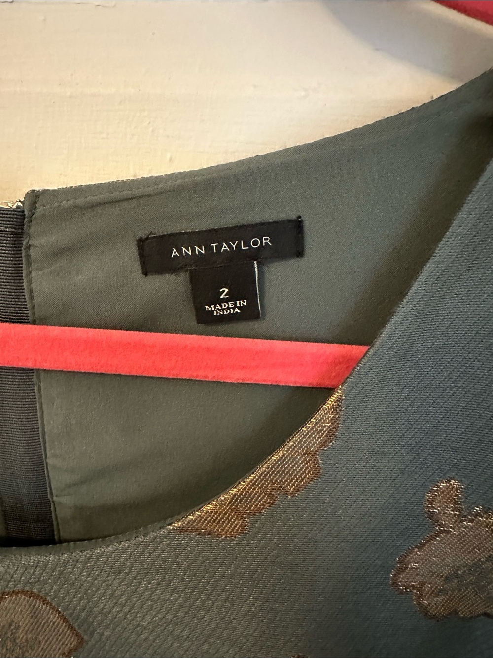 Ann Taylor Jacquard Mini Dress with Gold Floral Detailing - Picture 2 of 3